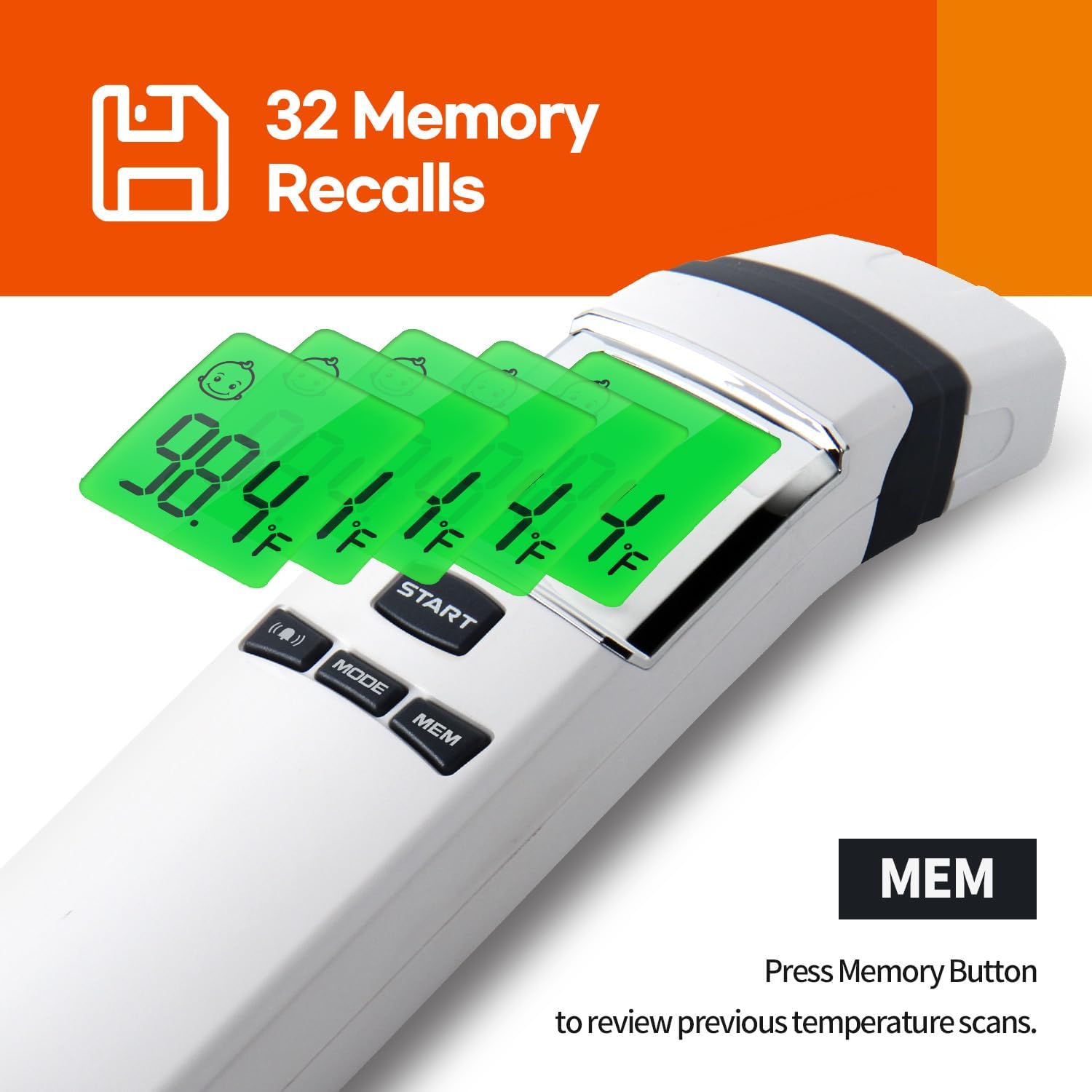 HubiBaby No-Touch Forehead Thermometer FS-700 (White)