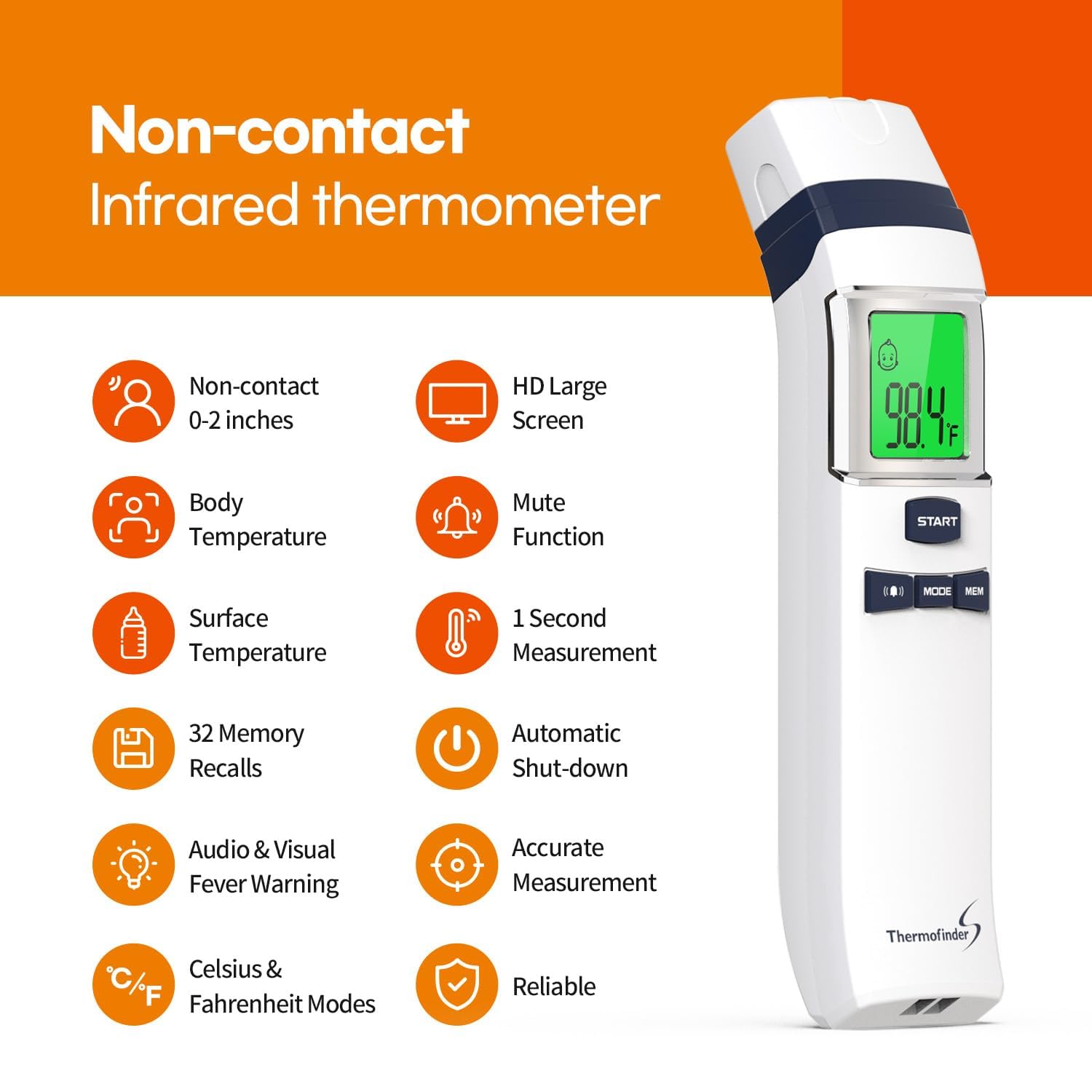 HubiBaby No-Touch Forehead Thermometer FS-700 (White)