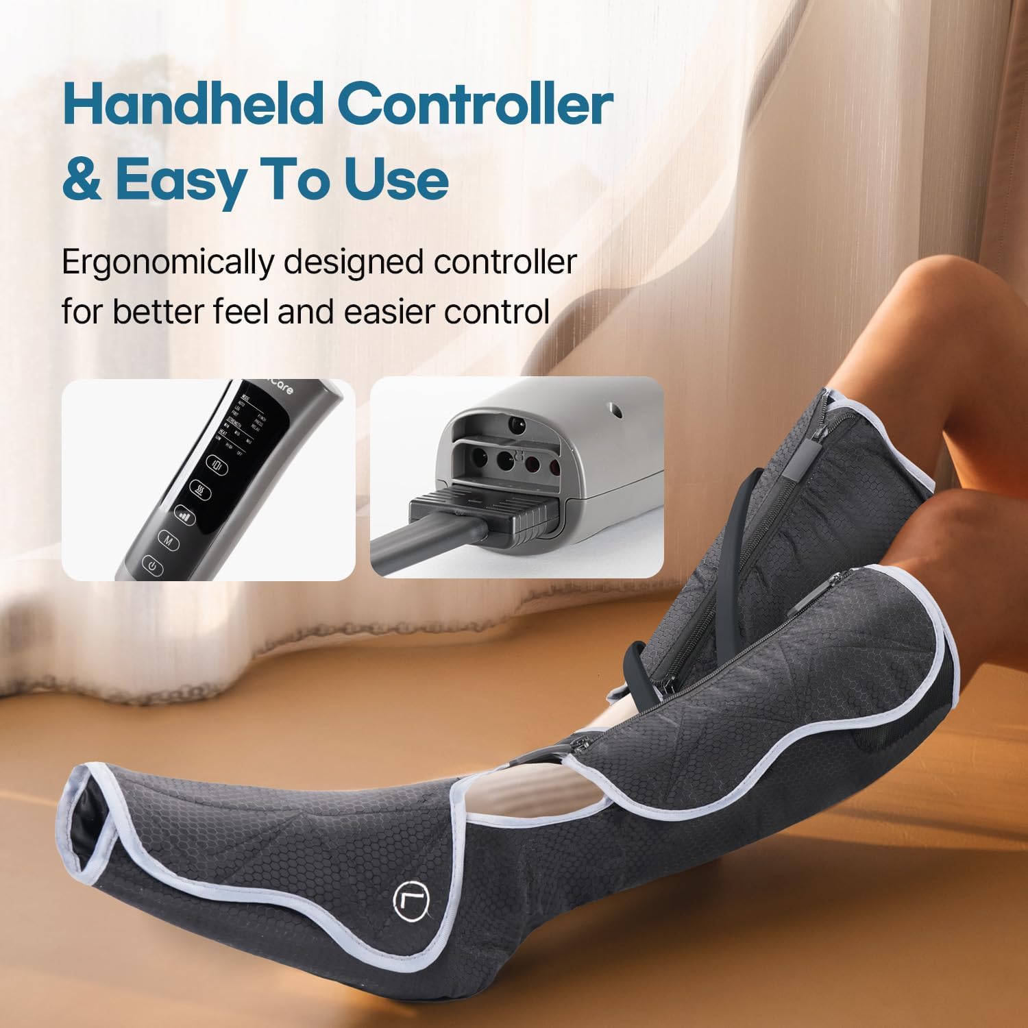 HuBDIC HubiCare FSA/HSA Eligible Leg Air Massager for Circulation and Relaxation Foot and Calf Massage with Heat. Great for Circulation and Helpful for Relaxation and Swelling. Zipper Added FE-7207