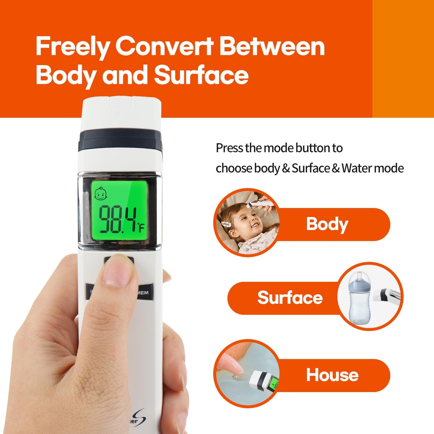 HubiBaby No-Touch Forehead Thermometer FS-700 (White)