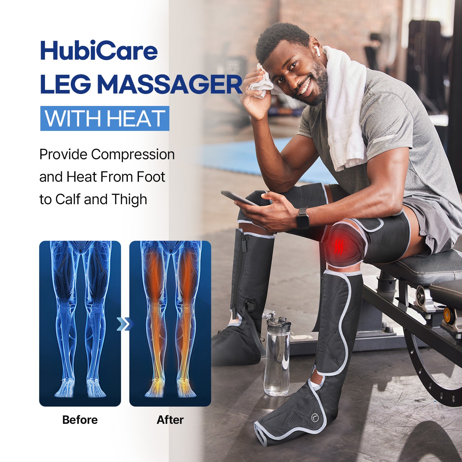 HubiCare Thigh to Feet Air Compression Leg Massager FE-7208
