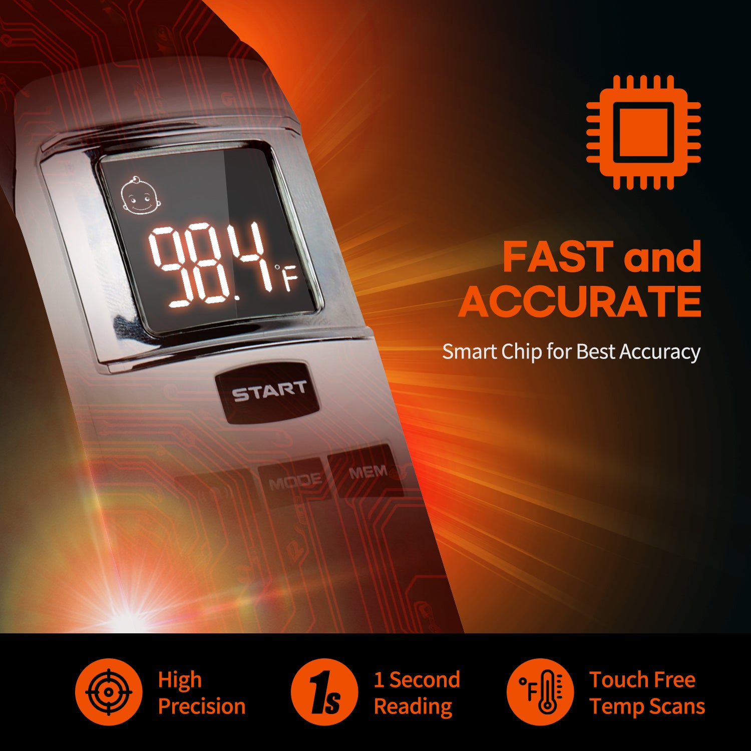 HubiBaby No-Touch Forehead Thermometer FS-700 (White)