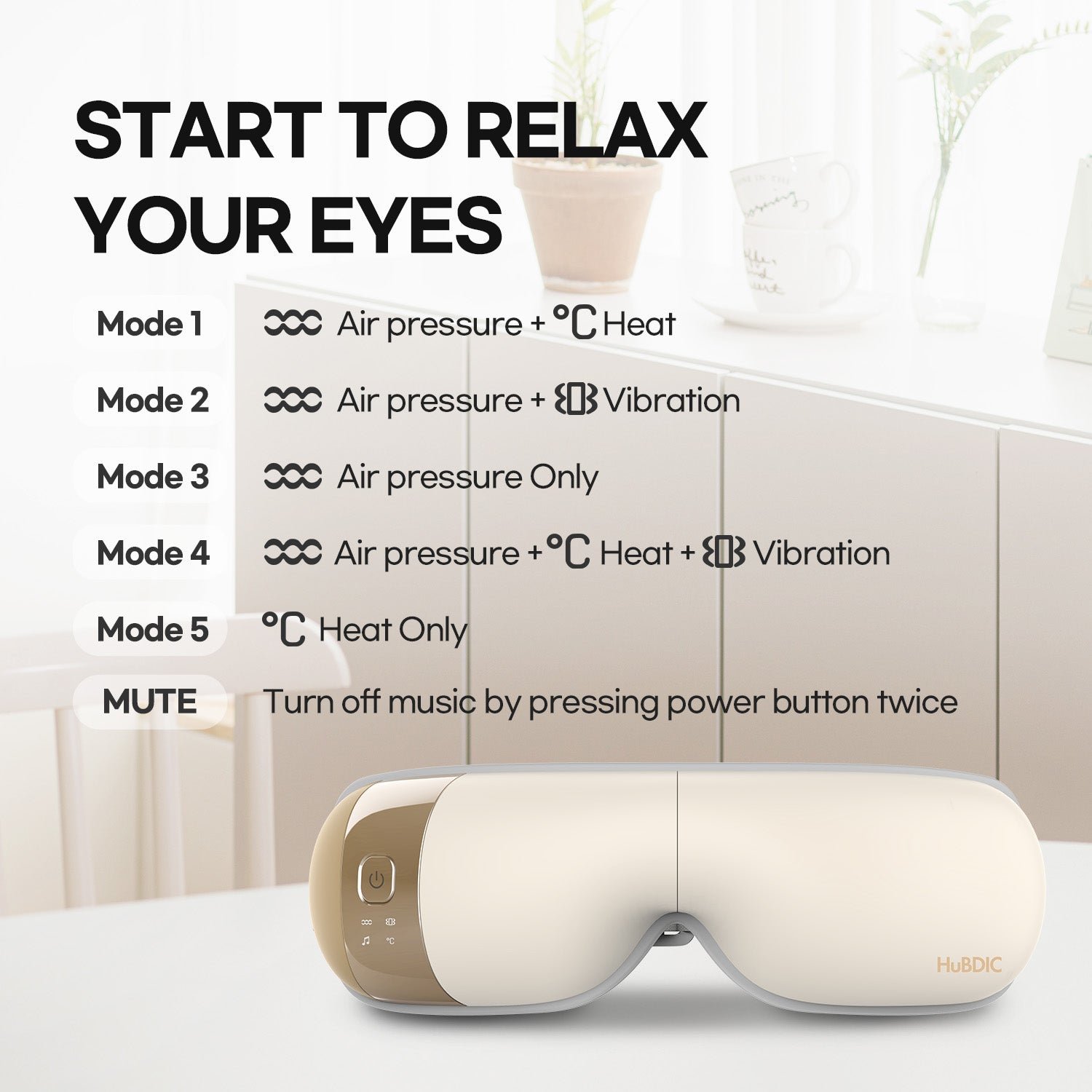 HubiCare Premium Eye Massager with Heat and Vibration Hem-5