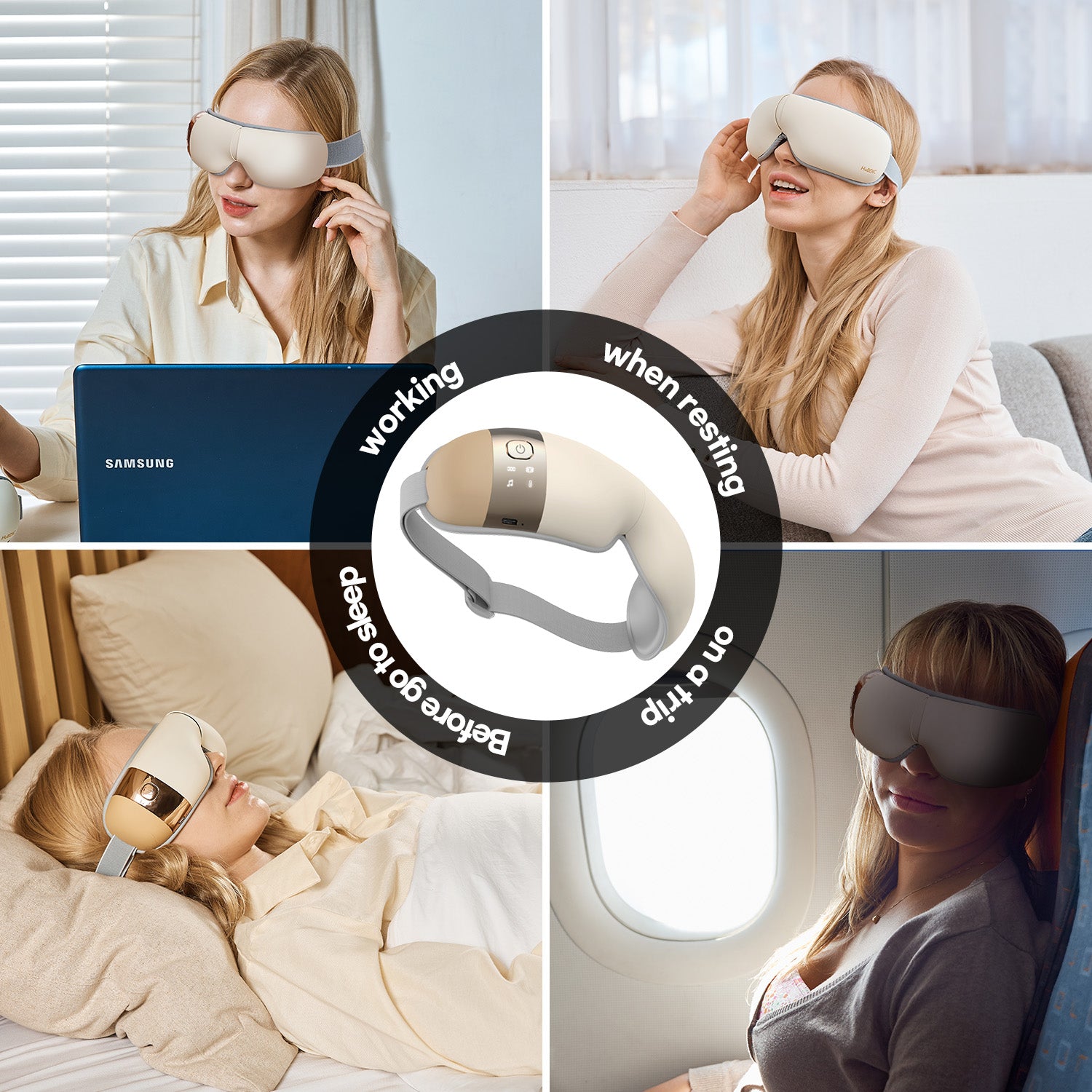 HubiCare Premium Eye Massager with Heat and Vibration Hem-5