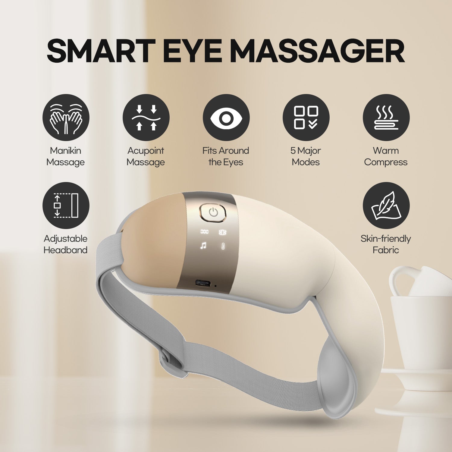 HubiCare Premium Eye Massager with Heat and Vibration Hem-5