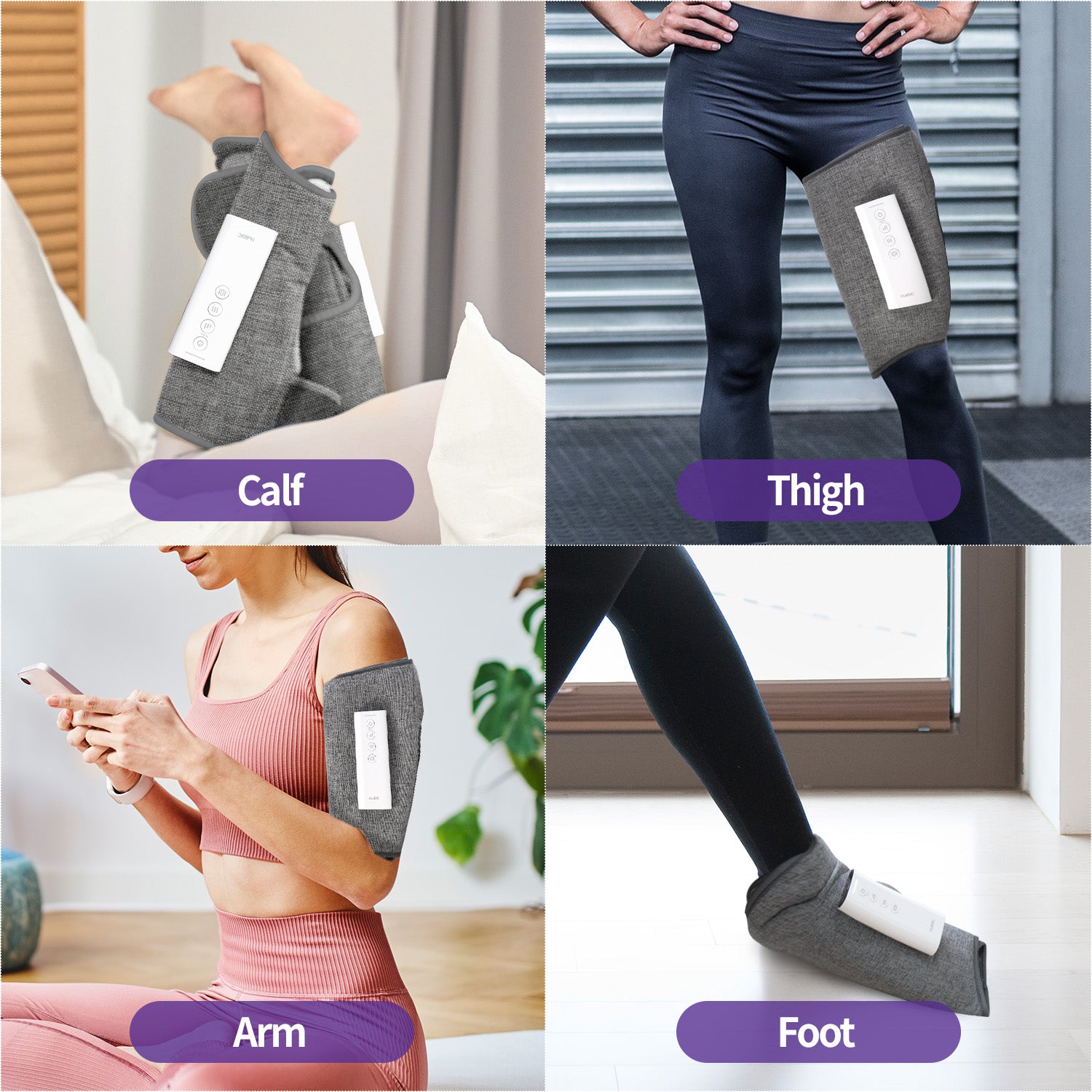 HuBDIC Cordless Leg Massager for Circulation and Relaxation 3 Massage Mode with Heat and Vibration Wireless and Rechargeable